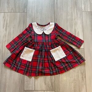 NWOT Sugar Bee Claire Tartan Plaid Long Sleeve Twirl Dress with pockets, 12M